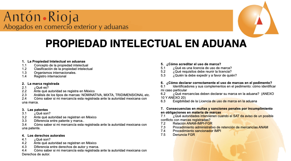 Propiedad Rioja PROPIEDAD INTELECTUAL EN ADUANA - Antón Rioja